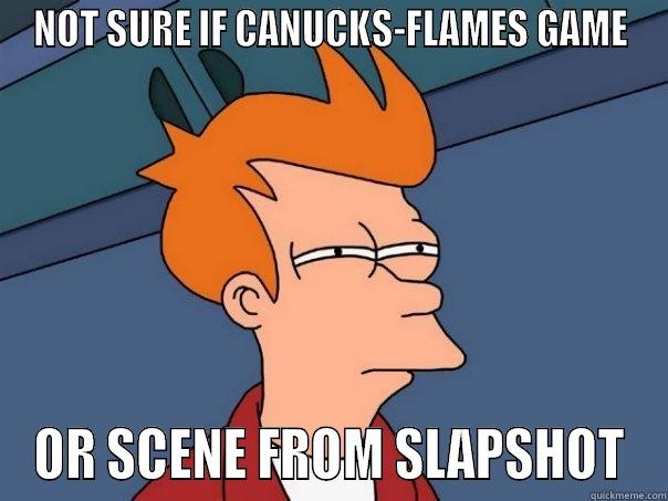 NOT SURE IF CANUCKS-FLAMES GAME OR SCENE FROM SLAPSHOT Futurama Fry