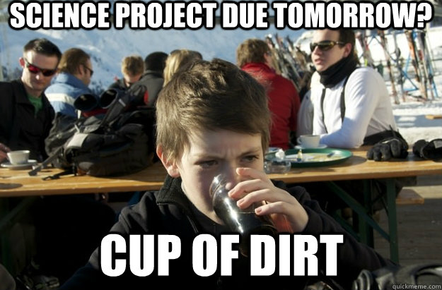 Science project due tomorrow? cup of dirt  