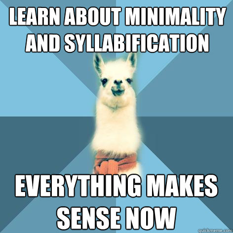 Learn about minimality and syllabification everything makes sense now - Learn about minimality and syllabification everything makes sense now  Linguist Llama