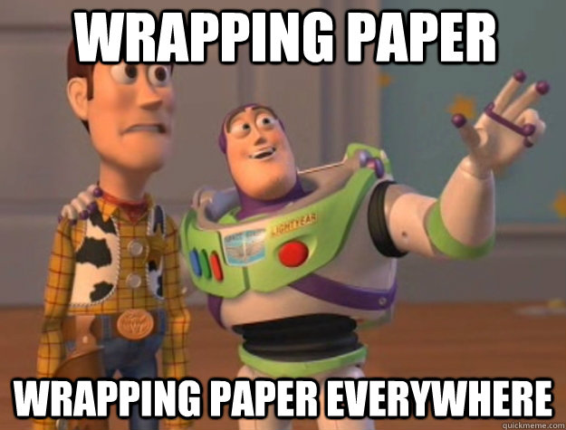 wrapping paper wrapping paper everywhere  Buzz Lightyear