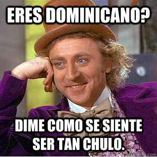 Eres Dominicano? Dime como se siente ser tan chulo.  Condescending Wonka