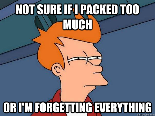 Not sure if i packed too much or i'm forgetting everything  Futurama Fry