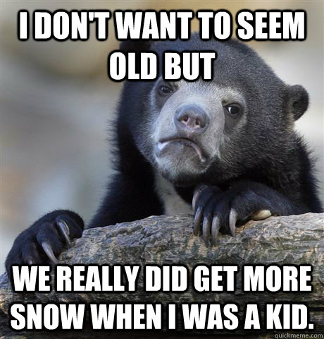 I don't want to seem old but We really did get more snow when I was a kid. - I don't want to seem old but We really did get more snow when I was a kid.  Confession Bear