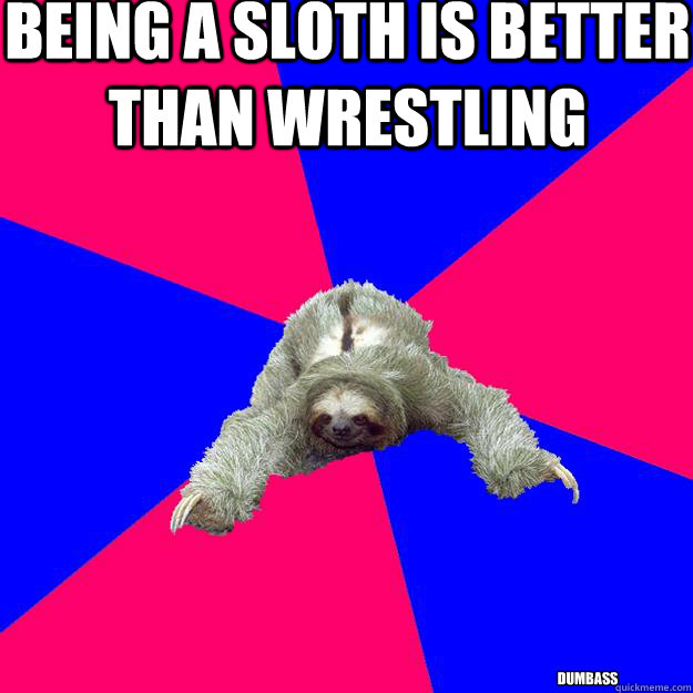 Being a sloth is better than wrestling    dumbass  Math Major Sloth