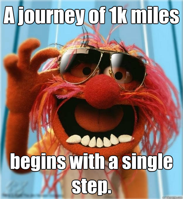 A journey of 1k miles begins with a single step. - A journey of 1k miles begins with a single step.  Advice Animal