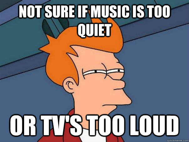 Not sure if music is too quiet Or TV's too loud  Futurama Fry