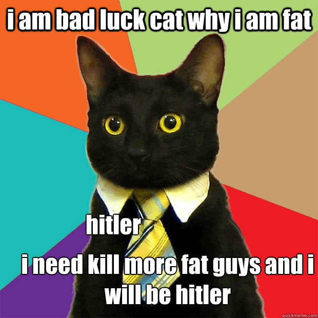 i am bad luck cat why i am fat i need kill more fat guys and i will be hitler hitler   Business Cat