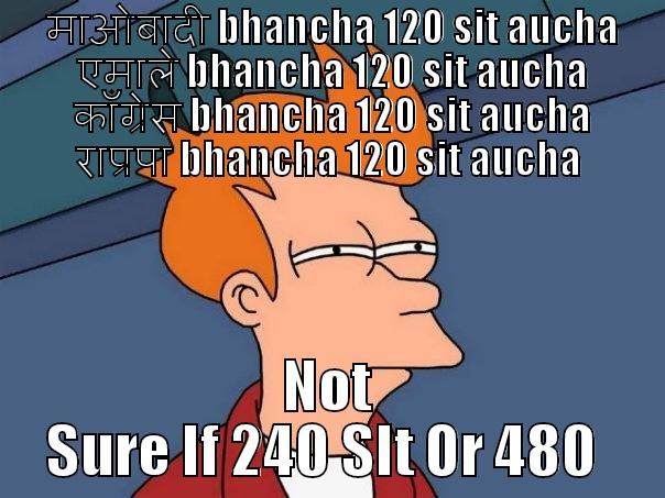 maobadi party LOL !!!! -       माओबादी BHANCHA 120 SIT AUCHA                एमाले BHANCHA 120 SIT AUCHA              काँग्रेस BHANCHA 120 SIT AUCHA    राप्रपा BHANCHA 120 SIT AUCHA NOT SURE IF 240 SIT OR 480  Futurama Fry