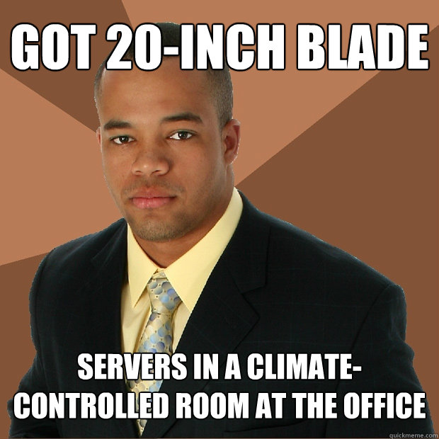 GOT 20-INCH BLADE SERVERS IN A CLIMATE-CONTROLLED ROOM AT THE OFFICE  Successful Black Man