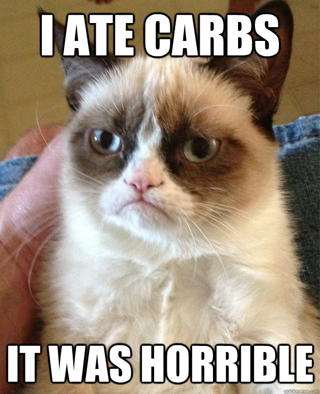 I ATE CARBS IT WAS HORRIBLE  Grumpy Cat