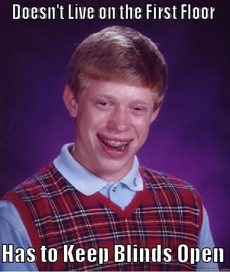 DOESN'T LIVE ON THE FIRST FLOOR  HAS TO KEEP BLINDS OPEN Bad Luck Brian