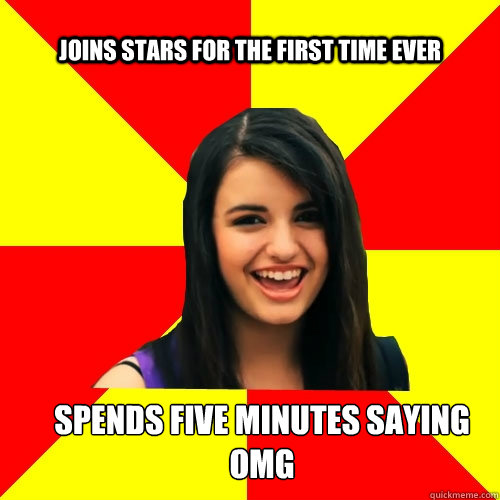 Joins Stars for the first time ever Spends five minutes saying OMG  Rebecca Black