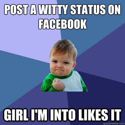 post a witty status on facebook girl i'm into likes it  Success Kid