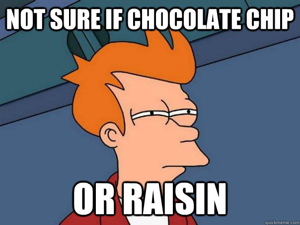 Not sure if chocolate chip Or Raisin - Not sure if chocolate chip Or Raisin  Futurama Fry