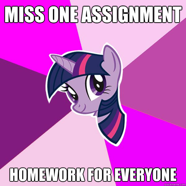 MISS ONE ASSIGNMENT HOMEWORK FOR EVERYONE  Twilight Sparkle