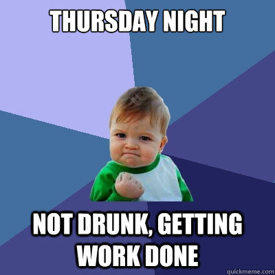 Thursday night Not drunk, getting work done - Thursday night Not drunk, getting work done  Success Kid