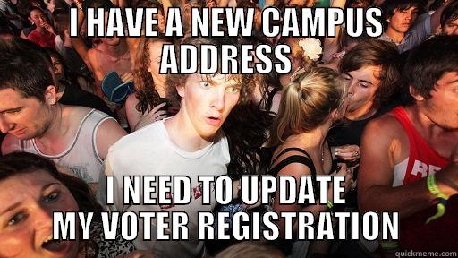 I HAVE A NEW CAMPUS ADDRESS I NEED TO UPDATE MY VOTER REGISTRATION Sudden Clarity Clarence