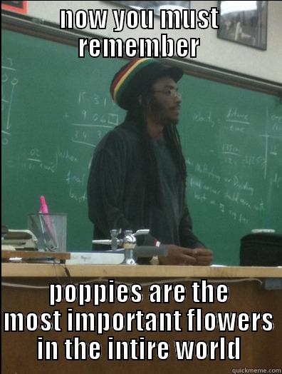 NOW YOU MUST REMEMBER POPPIES ARE THE MOST IMPORTANT FLOWERS IN THE INTIRE WORLD Rasta Science Teacher