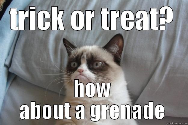 halloween cat - TRICK OR TREAT? HOW ABOUT A GRENADE Grumpy Cat