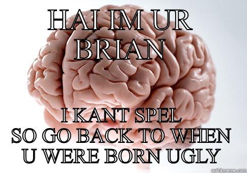 HAI IM UR BRIAN I KANT SPEL SO GO BACK TO WHEN U WERE BORN UGLY Scumbag Brain