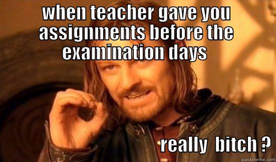 WHEN TEACHER GAVE YOU ASSIGNMENTS BEFORE THE EXAMINATION DAYS                                                                                  REALLY  BITCH ? Boromir