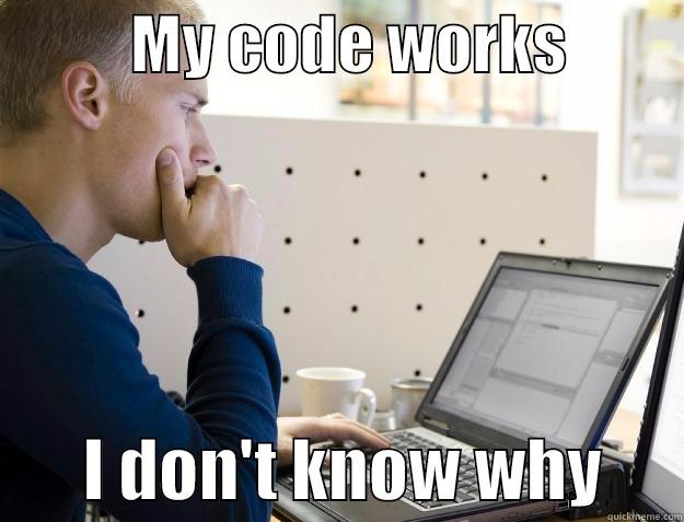           MY CODE WORKS                 I DON'T KNOW WHY      Programmer