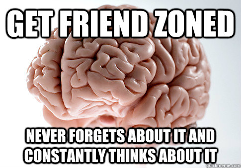 get friend zoned never forgets about it and constantly thinks about it   Scumbag Brain