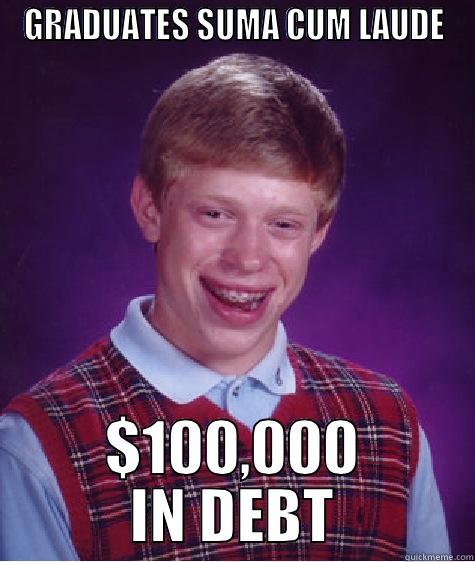 GRADUATES SUMA CUM LAUDE $100,000 IN DEBT Bad Luck Brian