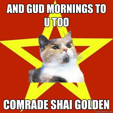 and gud mornings to u too comrade shai golden  Lenin Cat