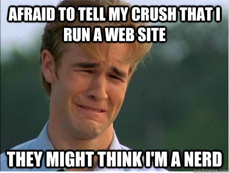 Afraid to tell my crush that I run a web site They might think I'm a nerd  1990s Problems