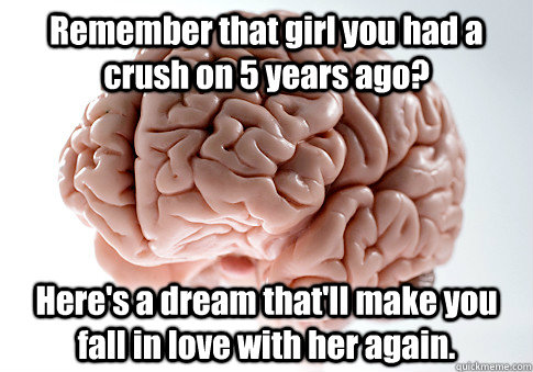 Remember that girl you had a crush on 5 years ago? Here's a dream that'll make you fall in love with her again.  Scumbag Brain