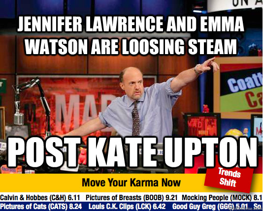 Jennifer Lawrence and Emma Watson are loosing steam Post Kate Upton   Mad Karma with Jim Cramer