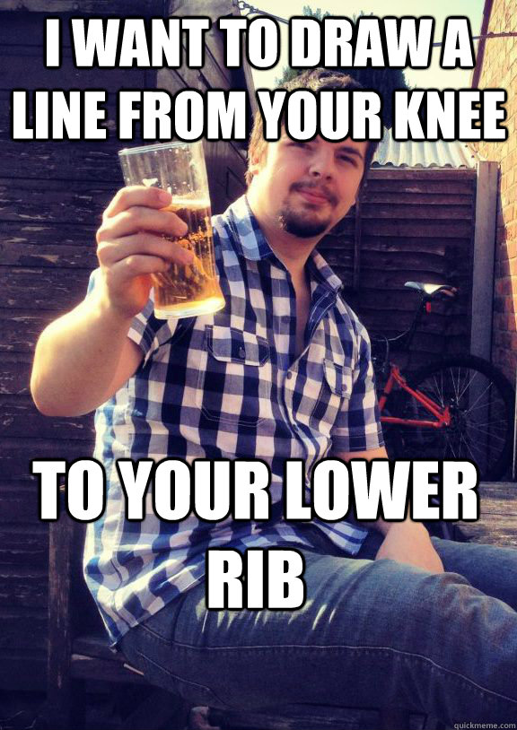 I want to draw a line from your knee to your lower rib - I want to draw a line from your knee to your lower rib  Chris