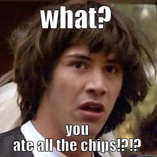 WHAT? YOU ATE ALL THE CHIPS!?!? conspiracy keanu