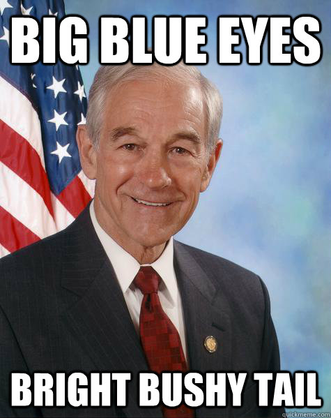 big blue eyes bright bushy tail  Ron Paul