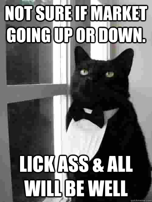 Not sure if market going up or down. Lick ass & All will be well  One Percent Cat