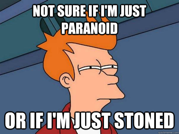 Not sure if i'm just paranoid or if i'm just stoned - Not sure if i'm just paranoid or if i'm just stoned  Futurama Fry