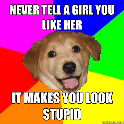 Never tell a girl you like her it makes you look stupid  Advice Dog