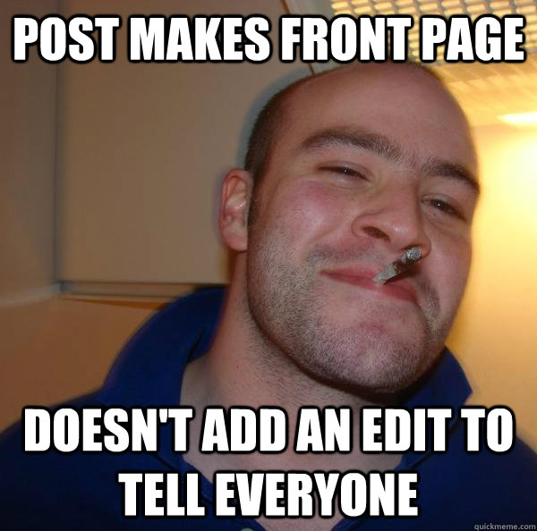 Post makes front page doesn't add an edit to tell everyone - Post makes front page doesn't add an edit to tell everyone  Misc