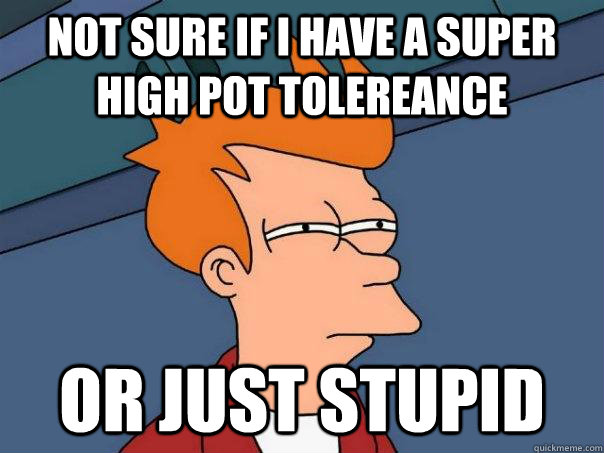 Not sure if i have a super high pot tolereance  Or just stupid   Futurama Fry