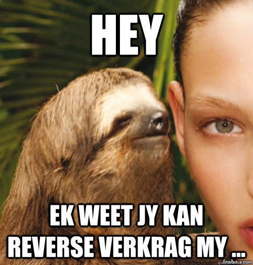 Hey Ek weet jy kan reverse verkrag my ...  rape sloth