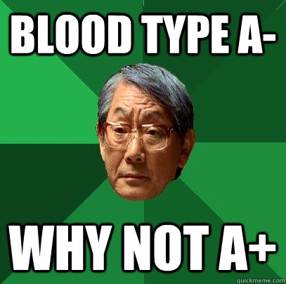 Blood type A- Why not A+  High Expectations Asian Father