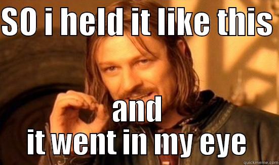 SO I HELD IT LIKE THIS  AND IT WENT IN MY EYE Boromir