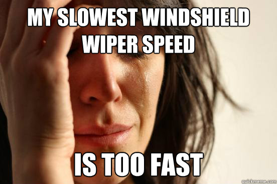 my slowest windshield wiper speed is too fast  First World Problems