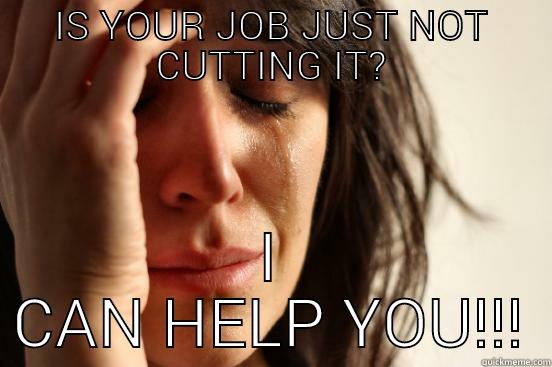 IS YOUR JOB JUST NOT CUTTING IT? I CAN HELP YOU!!! First World Problems