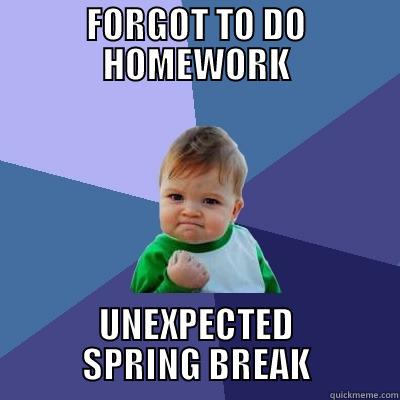 FORGOT TO DO HOMEWORK UNEXPECTED SPRING BREAK Success Kid