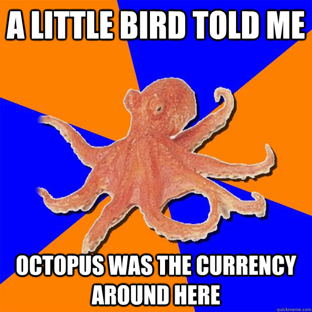 a little bird told me octopus was the currency around here  Online Diagnosis Octopus