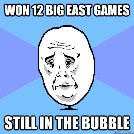 Won 12 Big east games Still in the bubble  Okay Guy