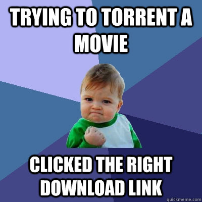 trying to torrent a movie clicked the right download link  Success Kid