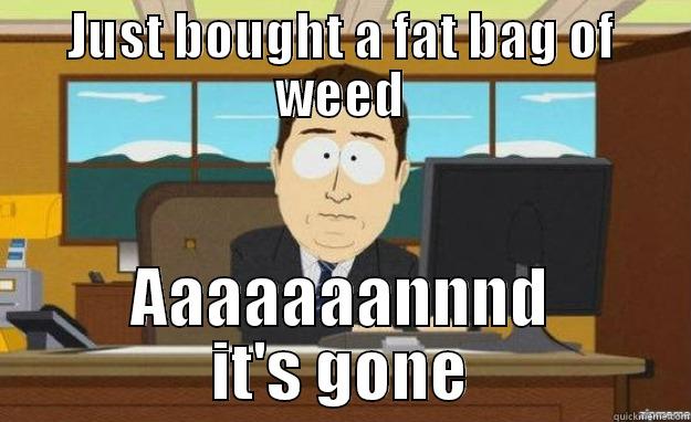 JUST BOUGHT A FAT BAG OF WEED AAAAAAANNND IT'S GONE aaaand its gone